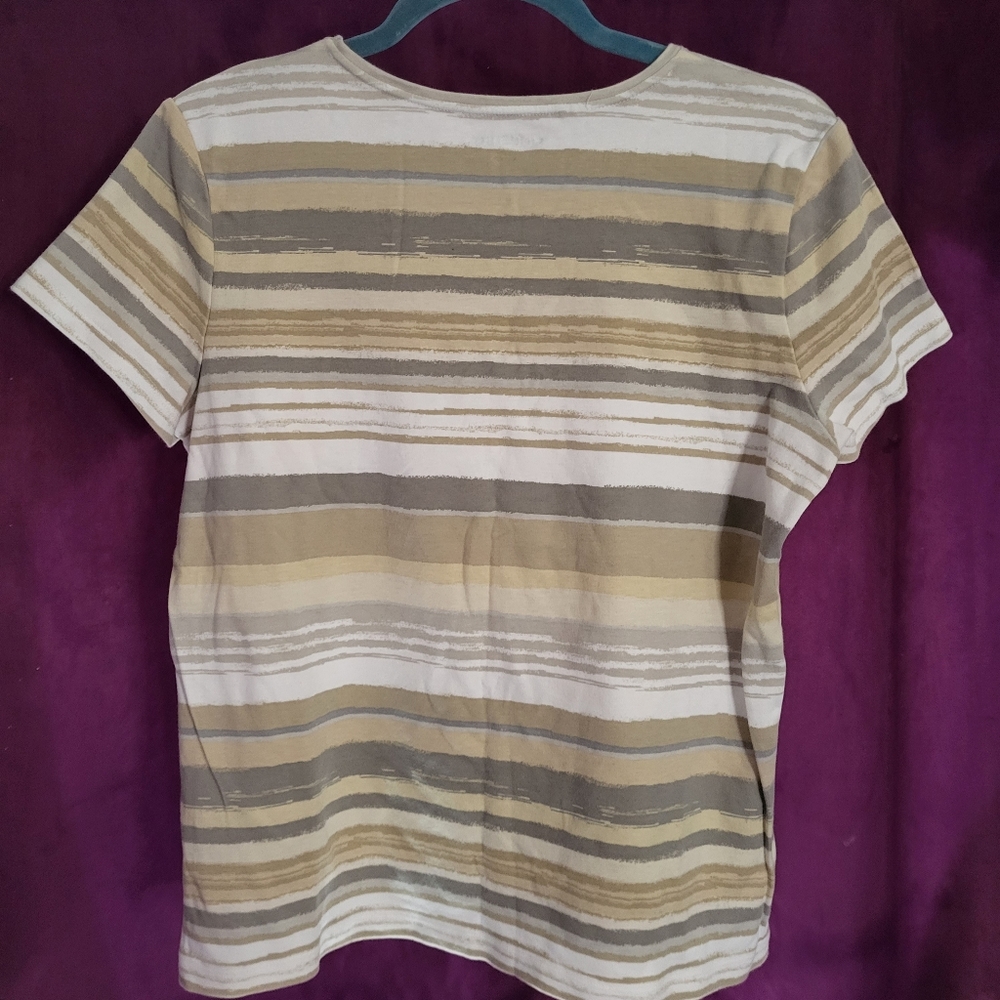 Croft&Barrow XL stripe shirt Tans/white